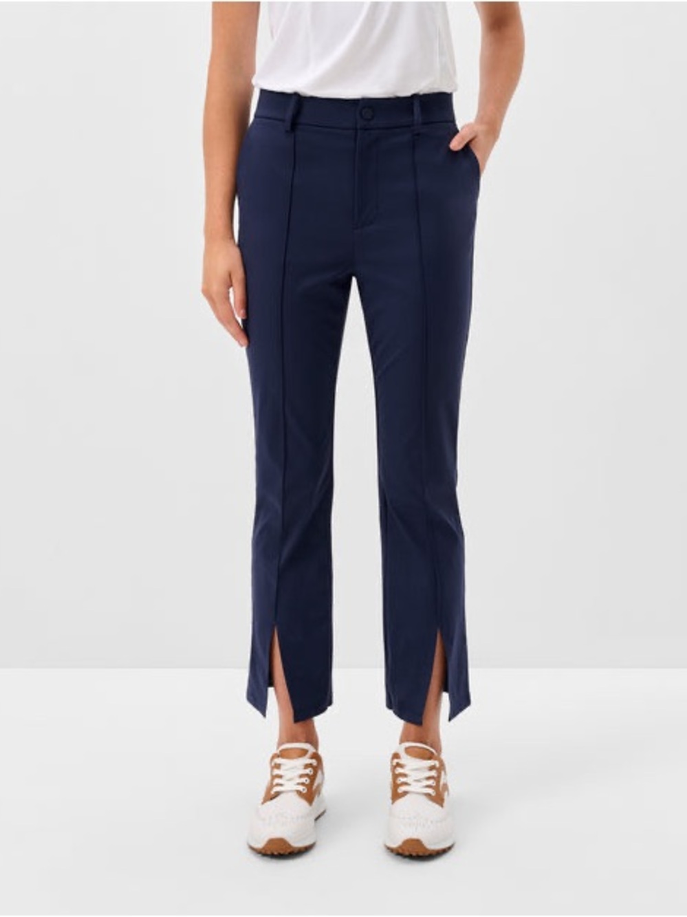 Johnnie-O Hallie Knit Stretch Sport Pants Womens Size XS Navy Flare Leg Cropped